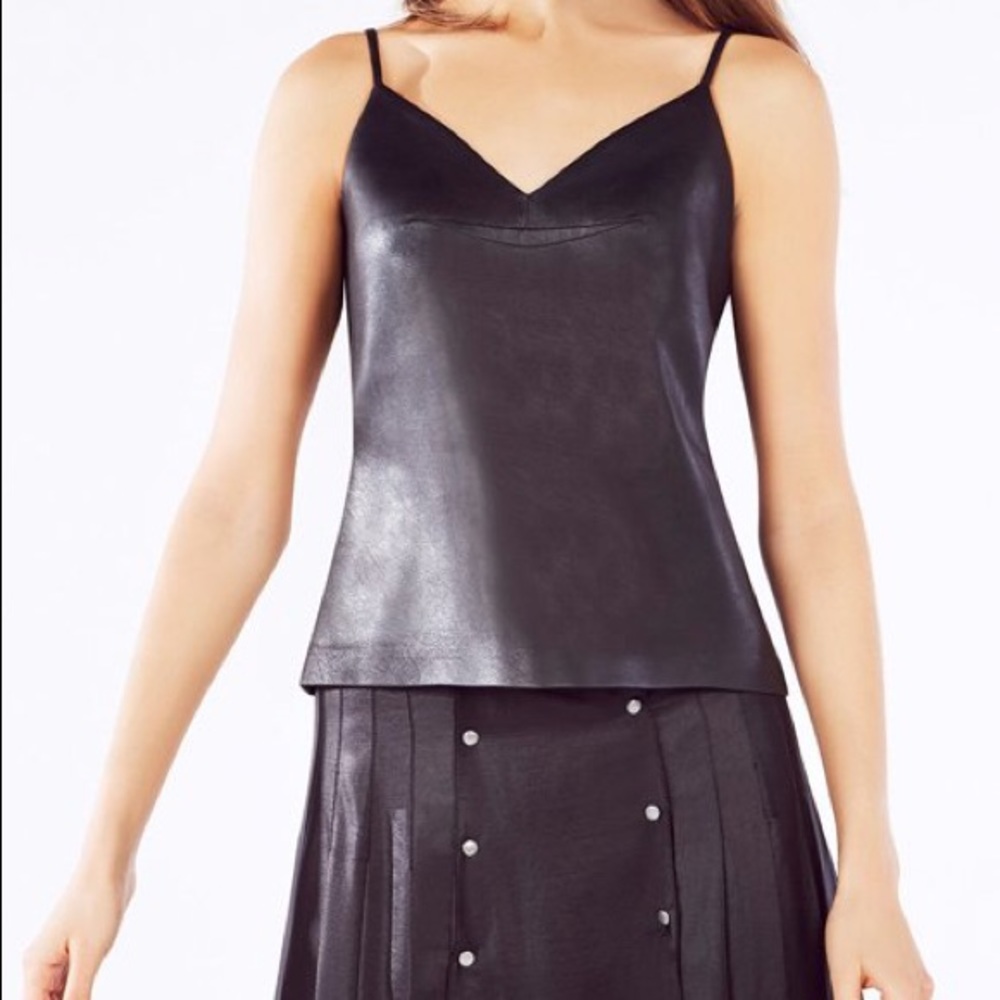 BCBG Karissa Faux Leather Tank Top